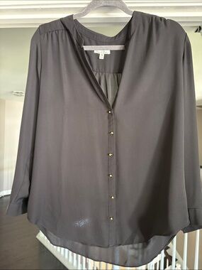 Flowy Black Collarless Blouse